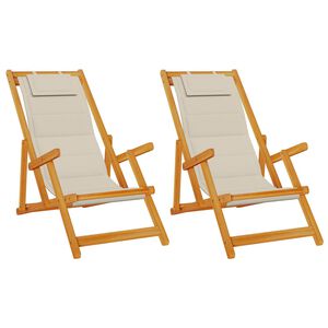vidaXL Liegestuhl mit Kissen 2 pcs Braun Massivholz Akazie