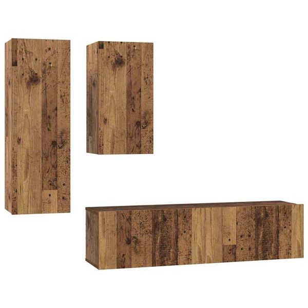 vidaXL TV-Schrankset Wandmontiert 4 pcs Altholz Holzwerkstoff