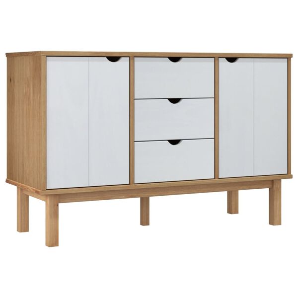 vidaXL Sideboard OTTA Braun&Weiß 113,5x43x73 cm Massivholz Kiefer