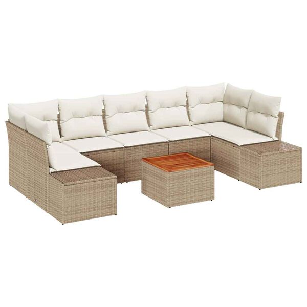 vidaXL Gartensofa-set mit Kissen 8 pcs Beige Poly-Rattan