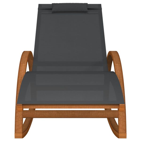 vidaXL Schaukelstuhl Grau Textilene und Massivholz Pappel