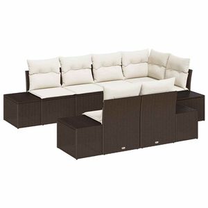 vidaXL Gartensofa-set mit Kissen 7 pcs Braun und Creme Poly-Rattan