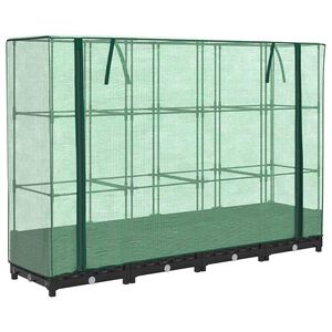 vidaXL Hochbeet mit Gew&auml;chshausabdeckung Rattanoptik 160x40x123 cm