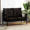 vidaXL 2-Sitzer-Sofa Echtleder Akazienholz Schwarz