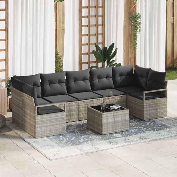 vidaXL Garten-Sofa-Set mit Kissen 8 pcs Hellgrau und Dunkelgrau