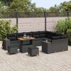 vidaXL Gartensofa-set mit Kissen 12 pcs Schwarz Poly-Rattan
