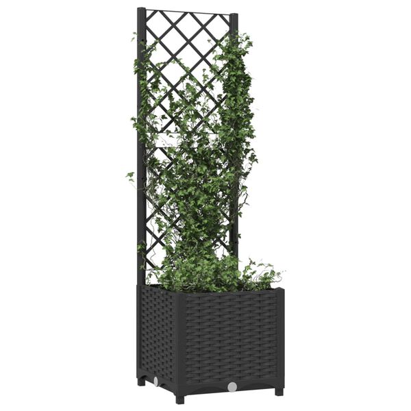 vidaXL Garten-Pflanzgefäß mit Spalier Schwarz 40 x 40 x 136 cm PP