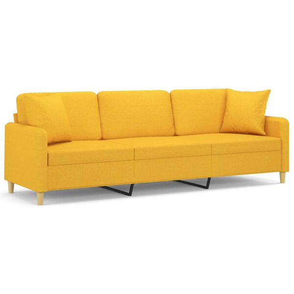 vidaXL 3-Sitzer-Sofa mit Kissen Hellgelb 210 cm Stoff