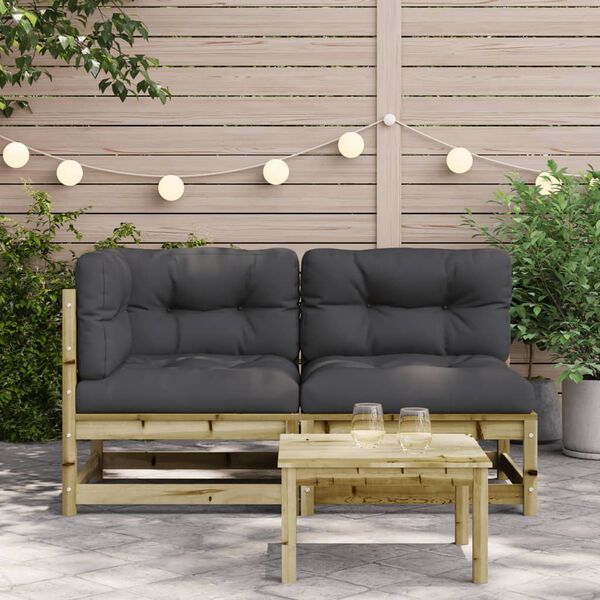vidaXL Gartensofa mit Kissen 2-Sitzer Kiefernholz Imprägniert