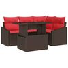 vidaXL Gartensofa-set 5 stk. Braun und Rot Poly-Rattan