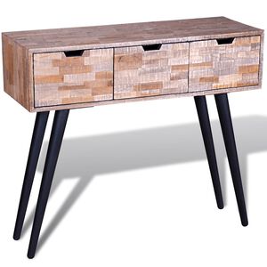 vidaXL Konsolentisch mit 3 Schubladen Altholz Teak