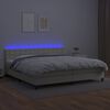 vidaXL Boxspringbett mit Matratze & LED Creme 200x200 cm Kunstleder