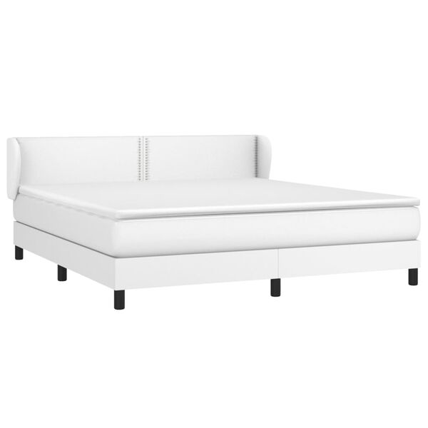 vidaXL Boxspringbett mit Matratze Wei&szlig; 180x200 cm Kunstleder