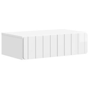 vidaXL Wandmontierter Beistelltisch Hochglanz Wei&szlig; 59 x 34,5 x 17 cm