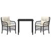 vidaXL Garten Essgruppe mit Kissen 3 pcs Schwarz Poly-Rattan