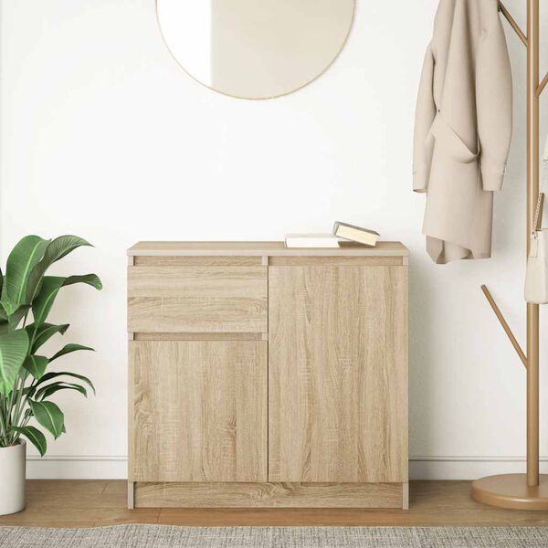 vidaXL Sideboard mit Schublade Sonoma-Eiche 71x35x65 cm Holzwerkstoff