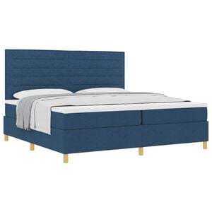 vidaXL Boxspringbett mit Matratze mit Kopfteil Blau 200 x 200 cm Stoff