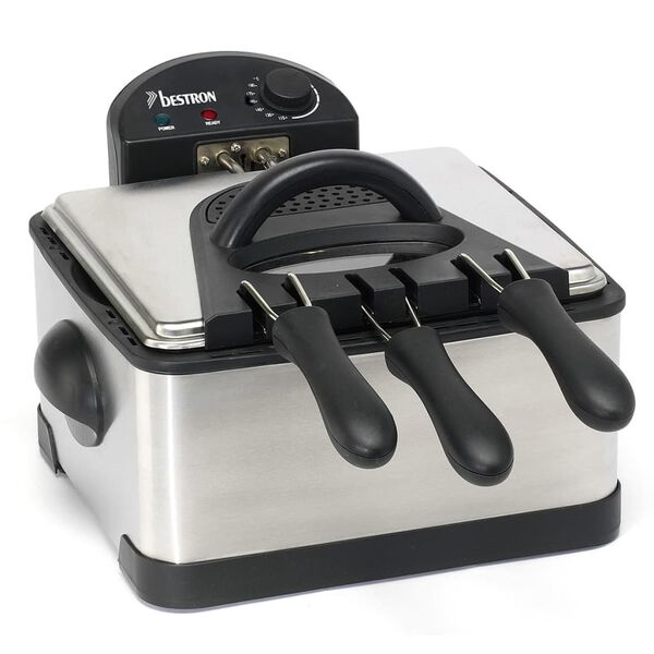 Bestron DF402B Extra gro&szlig;e Fritteuse 2000 W mit 3 Frittierk&ouml;rben