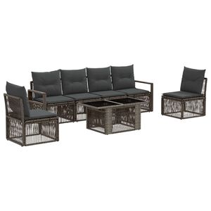 vidaXL Gartensofa-set 7 stk. Grau und Dunkelgrau Poly-Rattan
