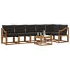 vidaXL Outdoor-Sofagarnitur mit Kissen 7 pcs Nat&uuml;rlich und Schwarz
