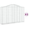vidaXL Gabionen mit Hochbogen 3 Stk. 200x30x120/140cm Verzinktes Eisen