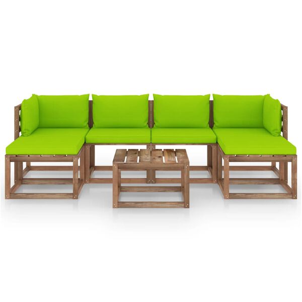 vidaXL 7-tlg. Garten-Lounge-Set aus Paletten mit Kissen Kiefernholz