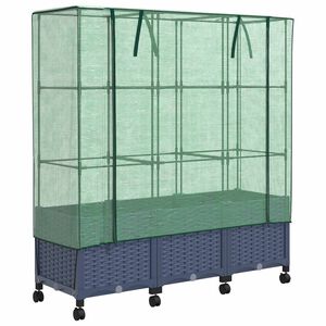 vidaXL Gartenplanter mit Gew&auml;chshausabdeckung und R&auml;dern 3 Stk. PP