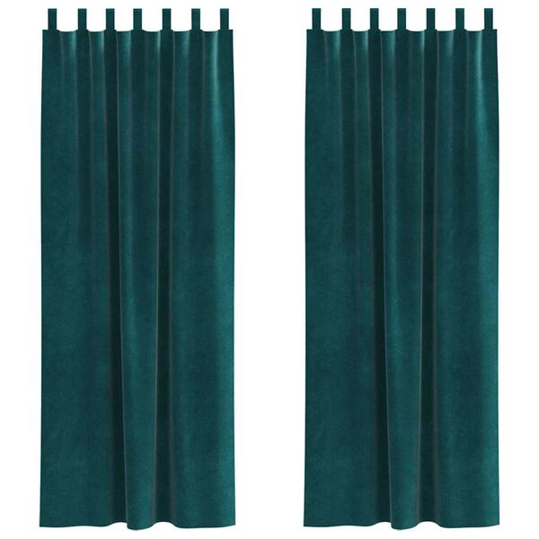 vidaXL Verdunkelungsvorh&auml;nge 2 pcs Dunkelgr&uuml;n 140 x 260 cm Samt