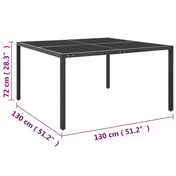 vidaXL Gartentisch Anthrazit 130x130x72 cm Stahl und Glas