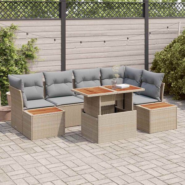 vidaXL Garten-Sofa-Set mit Speicher 10 pcs Beige Poly Rattan