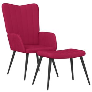 vidaXL Relaxsessel mit Hocker Weinrot Samt