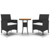 vidaXL 3-tlg. Garten-Essgruppe Poly Rattan Schwarz