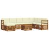 vidaXL Ecksofa Set mit Kissen 9 pcs Natur und Creme Massivholz Akazie