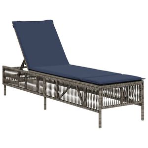 vidaXL Sonnenliege mit Kissen Grau Poly Rattan