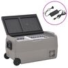 vidaXL K&uuml;hlbox mit Rollen und Adapter Schwarz & Grau 60 L PP & PE