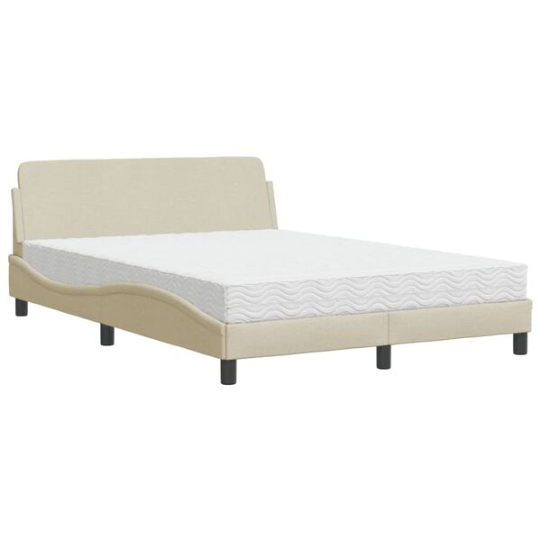 vidaXL Bett mit Matratze "Dover" Creme 140x190 cm Stoff