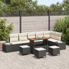 vidaXL Gartensofa-set mit Kissen 10 pcs Schwarz Poly Rattan