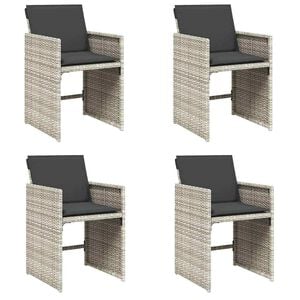 vidaXL Gartenst&uuml;hle mit Kissen 4 Stk. Hellgrau Poly Rattan