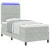vidaXL LED Boxspringbett mit Matratze Hellgrau 80 x 200 cm Stoff