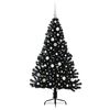 vidaXL K&uuml;nstlicher vorbeleuchteter Weihnachtsbaum Schwarz 150 cm PVC