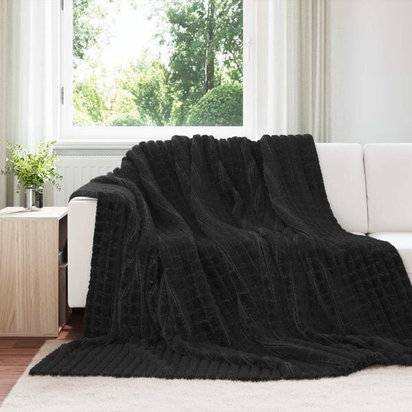 vidaXL &Uuml;berwurfdecke Schwarz 270 x 240 cm Fleece