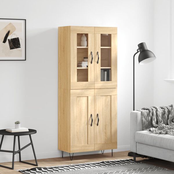 vidaXL Highboard Sonoma-Eiche 69,5x34x180 cm Holzwerkstoff