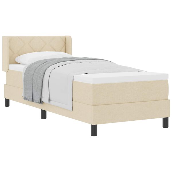 vidaXL Boxspringbett mit Matratze mit Kopfteil Creme 200 x 80 cm Stoff