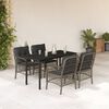 vidaXL 5-tlg. Garten-Essgruppe mit Kissen Grau Poly Rattan