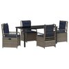 vidaXL Garten Essgruppe 5 stk. Grau Poly-Rattan