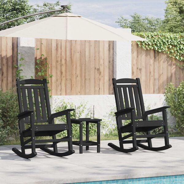 vidaXL Schaukelstuhl für den Garten 3 pcs Schwarz 38 x 38 x 46cm