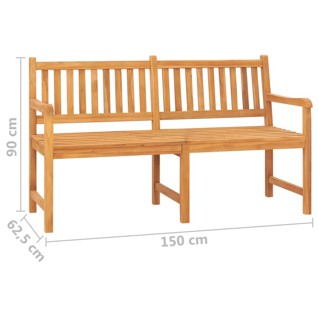 3-sitzer Gartenbank aus Teakholz mit integriertem, einklappbarem Tisch KMH® 152 cm #102019 