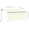 vidaXL Markise Manuell Einziehbar mit Rollo & LED 3x2,5 m Creme