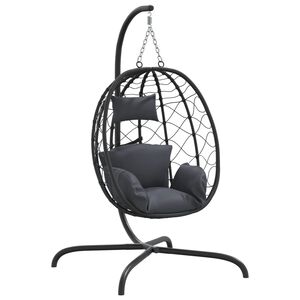 vidaXL H&auml;ngesessel mit Kissen Anthrazit Poly Rattan & Stahl