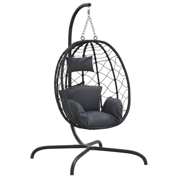 vidaXL H&auml;ngesessel mit Kissen Anthrazit Poly Rattan & Stahl